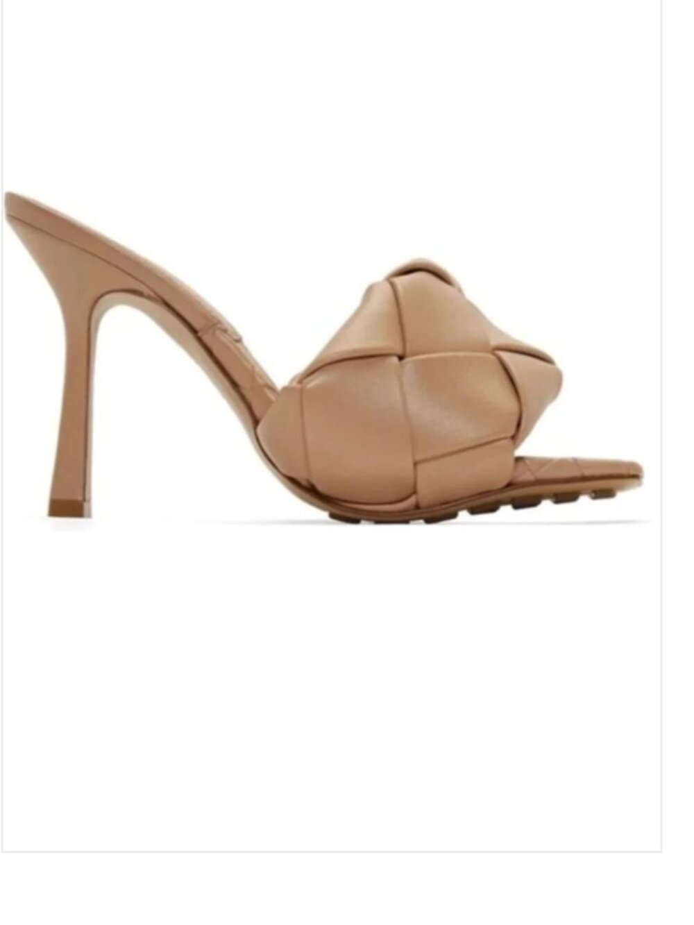Square open toe woven leather mule, 7.5